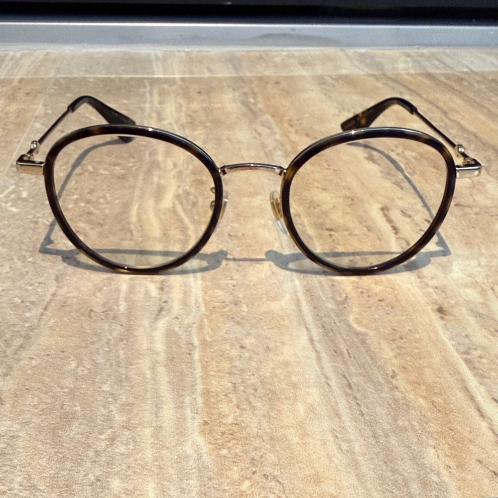 Gucci Round Tortoiseshell and Gold Frame Glasses